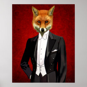 Poster Fox En Costume De Soirée, Portrait