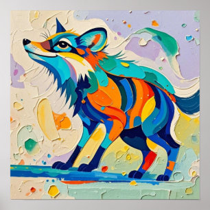 Poster Fox Expressive abstrait animal art design