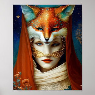 Poster Fox Femme Surreal Imaginaire Art