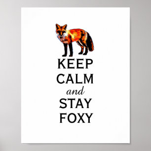 poster fox garder le calme et rester foxy mur art