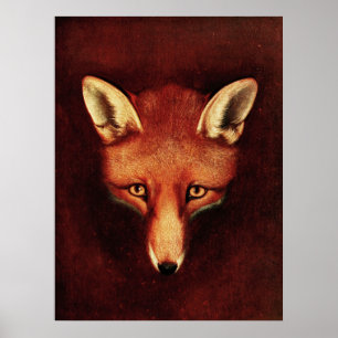 Poster Fox Head Vintage Imprimer Antique Animal Illustrat