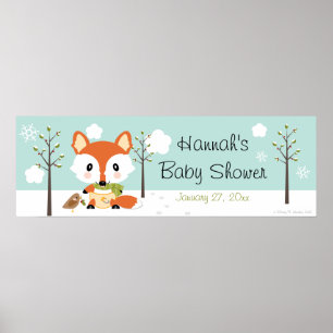 POSTER FOX HIVER EN BANNIÈRE BABY SHOWER DIAPER