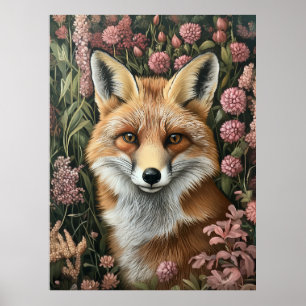 Poster Fox Parmi Les Blooms Du Printemps