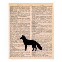 Fox Silhouette Dictionnaire Vintage Nursery Wall A