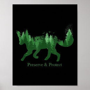 Poster Fox Silhouette Preserve & Protect Environmenta