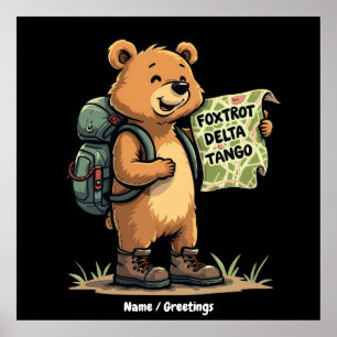 Poster Foxtrots Deltas Tangos Funny Ours Retro Graphisme