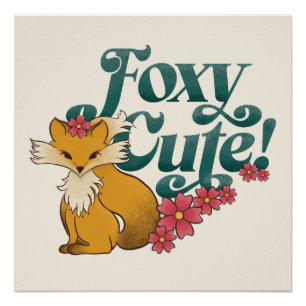 Poster Foxy Cute avec Fleurs