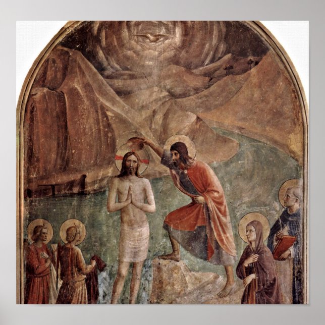 Poster Fra Angelico - Baptême du Christ par Jean (Devant)