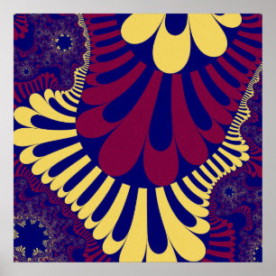 Poster Fractage coloré bleu, rouge et jaune