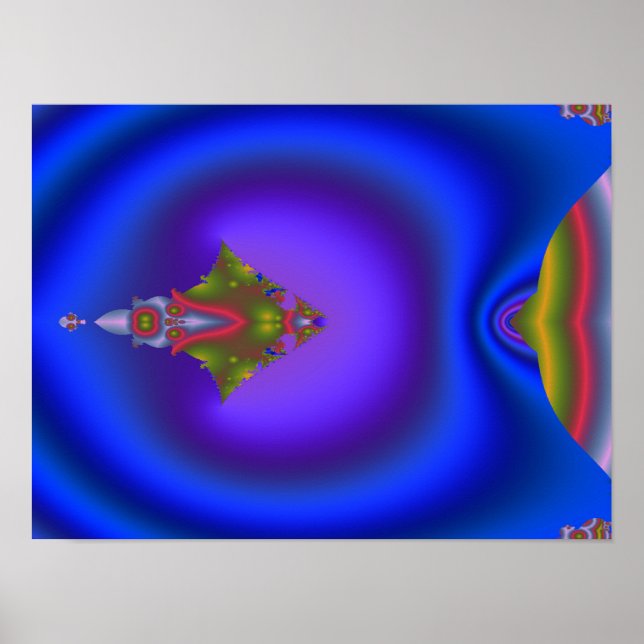 Poster Fractal bleu profond (Devant)