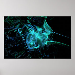 Poster Fractal bleu-vert