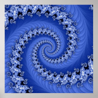 Poster Fractal Blue Double Spiral