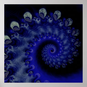 Poster Fractal "Hurricane" Blue Swirl