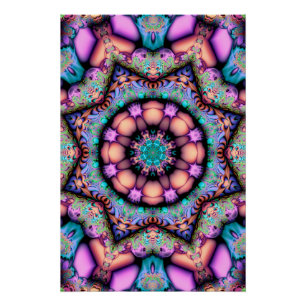 Poster Fractal Mandala Floral Psychedelic