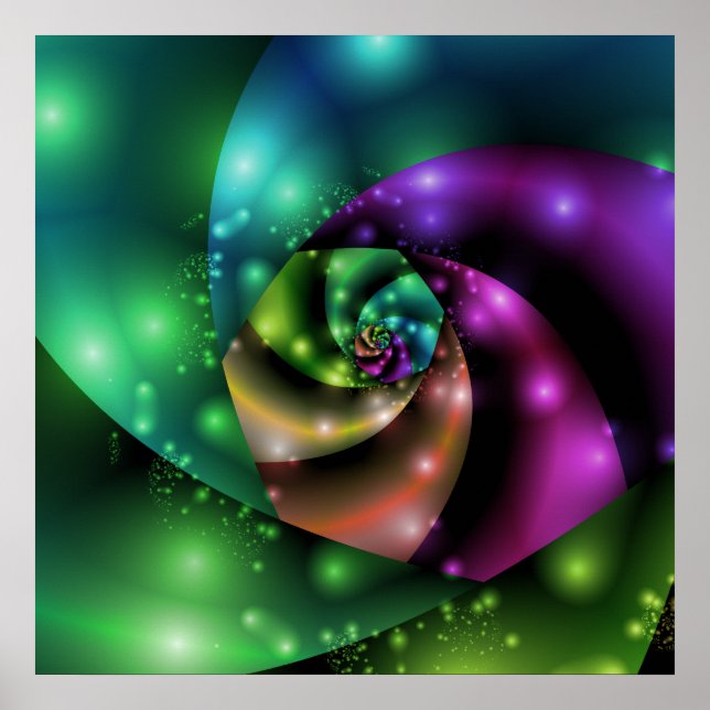 Poster Fractal Rose cosmique (Devant)
