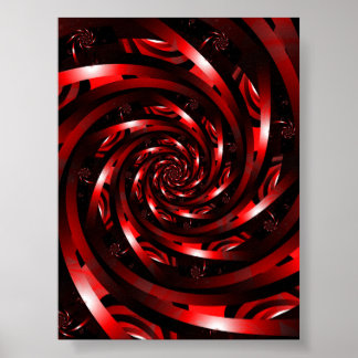 Poster Fractale Abstrait Spirale Cramoisi