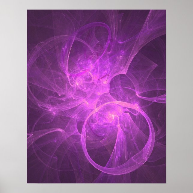 Poster Fractale Abstraite rose et violet avec cercles (Devant)