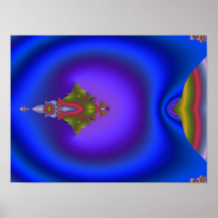 Poster Fractale bleu profond