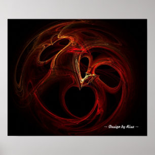 Poster Fractale déchirée de coeurs