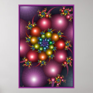 Poster Fractale en spirale colorée