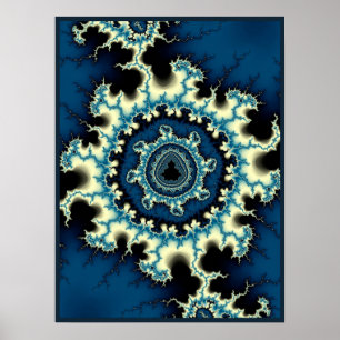 Poster Fractale Mandelbrot bleue