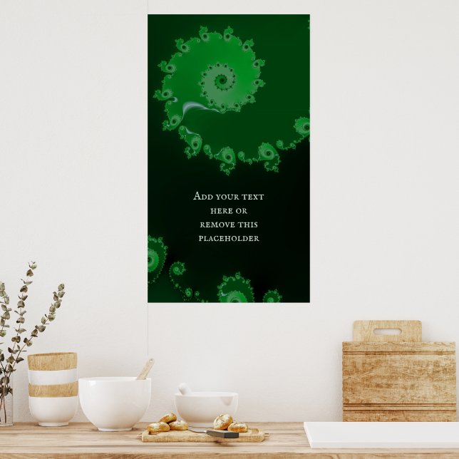 Poster Fractale spirale verte Abstraite avec devis person (Cuisine)