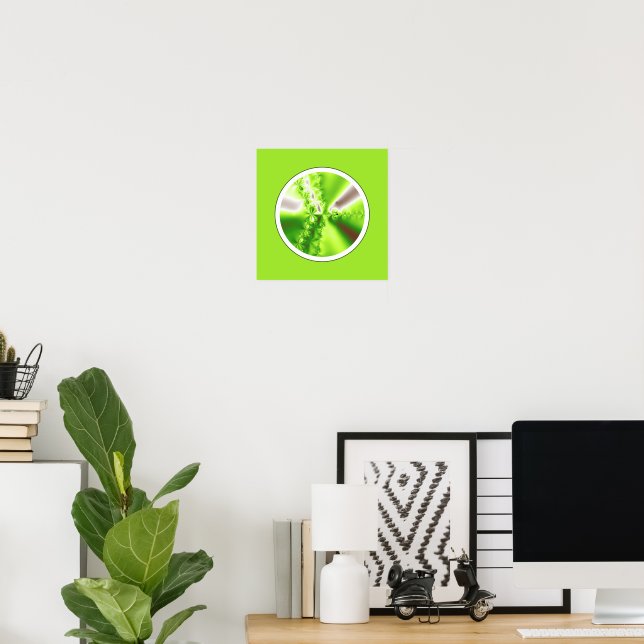 Poster Fractale vert citron abstrait moderne (Bureau à domicile)