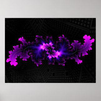 Poster fractale violette avec arrière - plan fractal 3D