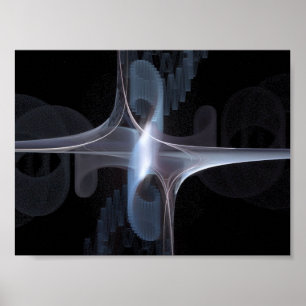 Poster Fractée en bleu et gris