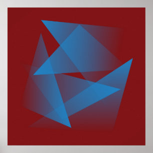 Poster Fragments bleus flottants