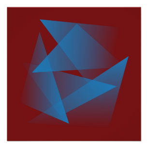 Poster Fragments bleus flottants