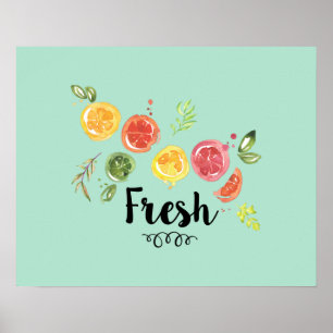 Poster Frais - Fruits d'agrumes dans l'aquarelle