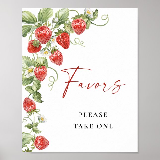 Poster Fraise à l'Aquarelle tendance Fraise Faveurs nupti (Devant)