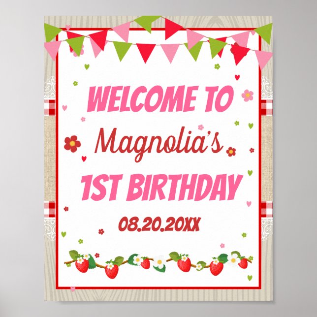 Poster Fraise Anniversaire Rouge Couverture Camco Bienven (Devant)