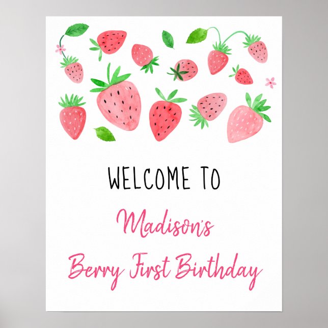 Poster Fraise Berry Sweet Anniversaire Bienvenue (Devant)