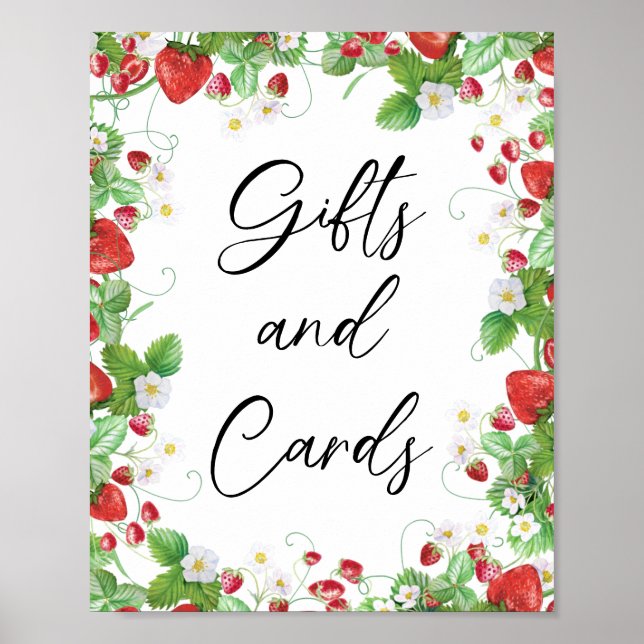 Poster Fraise Berry Sweet | Baby shower Cadeaux et Cartes (Devant)