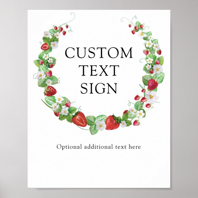 Poster Fraise Berry Sweet | Baby shower texte personnalis (Devant)