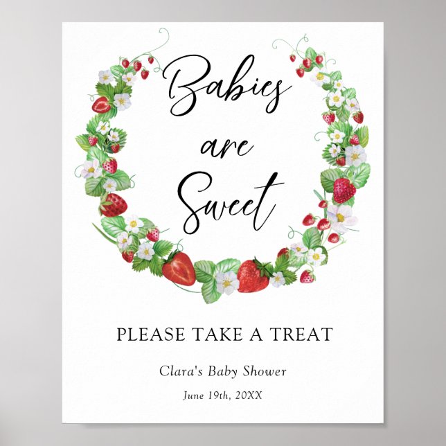 Poster Fraise Berry Sweet | Les bébés sont doux (Devant)