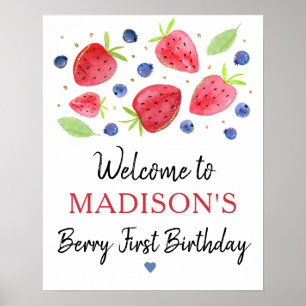Poster Fraise bleuet Berry Sweet Anniversaire Bienvenue