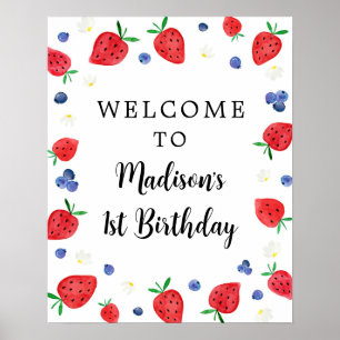 Poster Fraise Blueberry Anniversaire Bienvenue