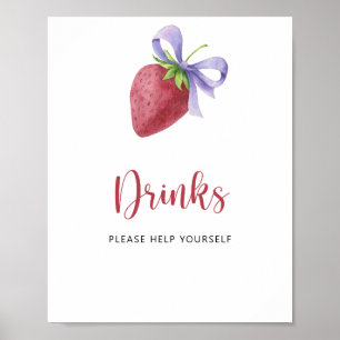 Poster Fraise - Boissons à servir soi-même