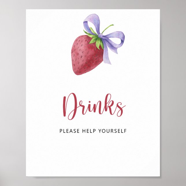 Poster Fraise - Boissons à servir soi-même  (Devant)