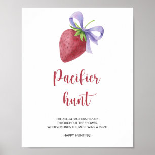 Poster Fraise - chasse à la suce jeu de baby shower