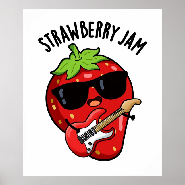Poster Fraise confiture Funky Fruit Pun (Devant)