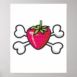 Poster fraise Crâne et os croisés