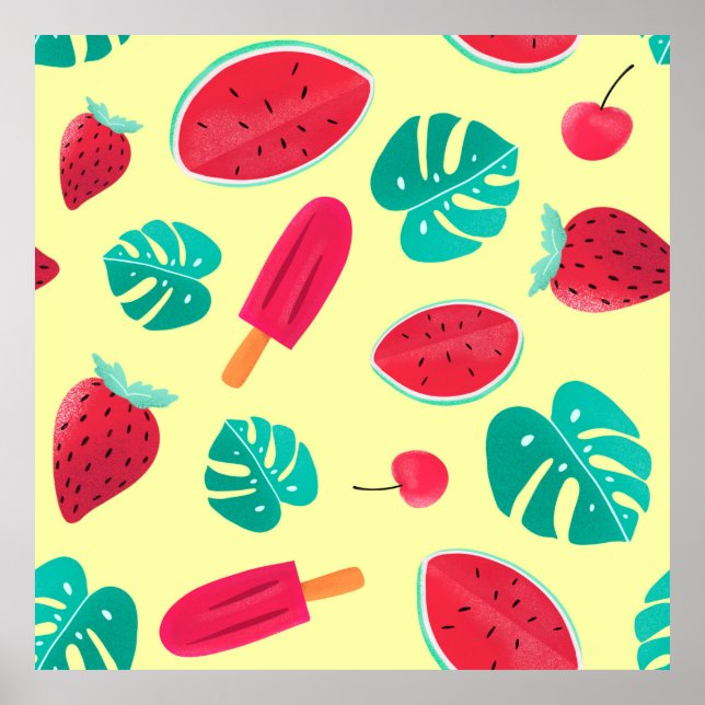 Poster Fraise feuille (Devant)