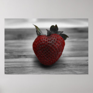 Poster Fraise rouge lumineuse sur l'affiche de photo de