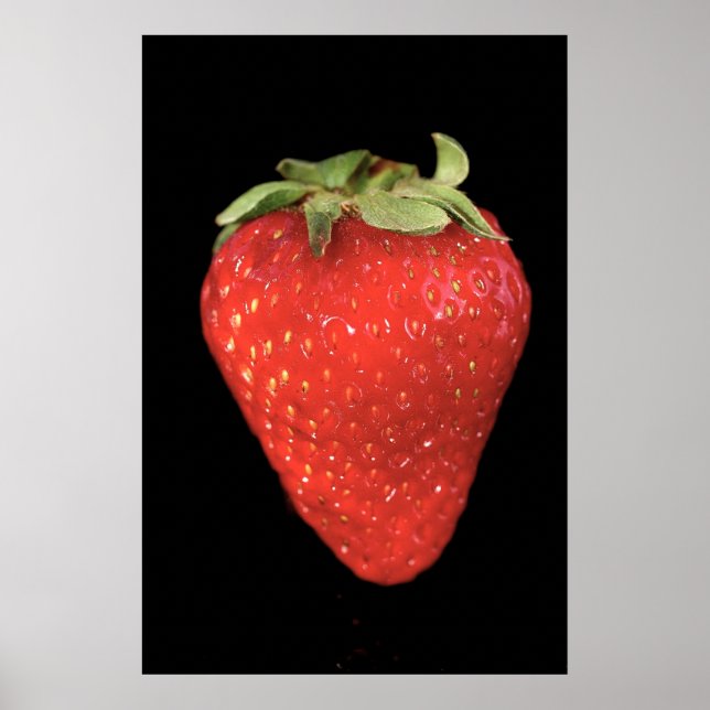 Poster Fraise sur photo noire (Devant)