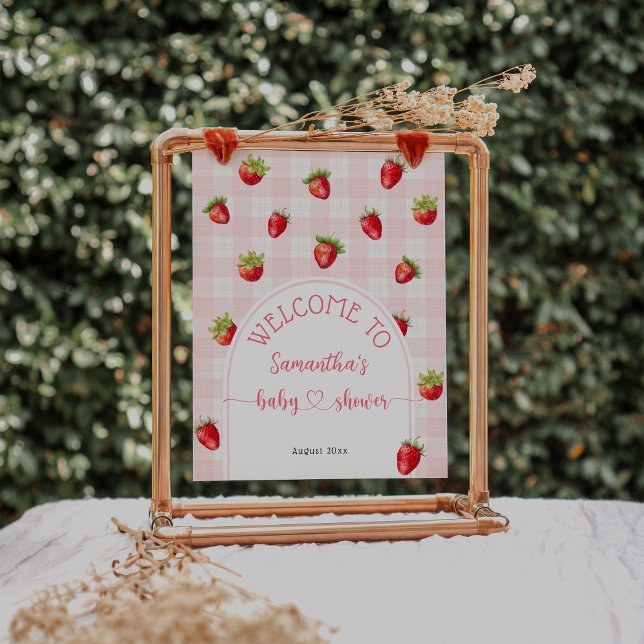 Poster Fraise Sweet Rustique Bienvenue bébé fille Douche (Créateur téléchargé)