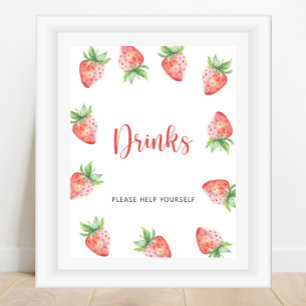 Poster Fraises - Boissons servez-vous